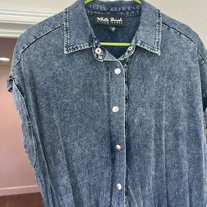 White Burch Denim Blue Button-Up Romper